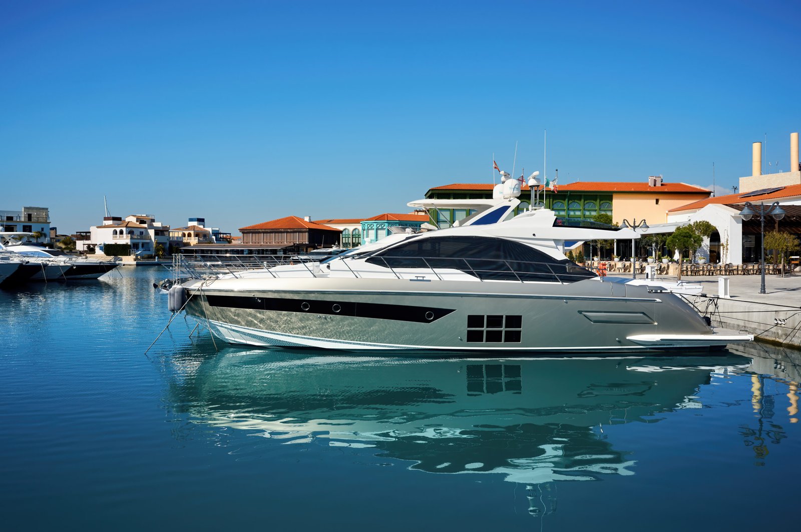 Moored yachts in the wharf of Limassol, Cyprus